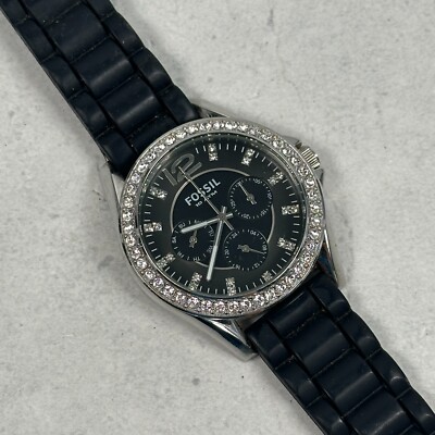 Fossil Watch Womens 37mm Pave Bezel Day Date Silver Tone  display picture 1