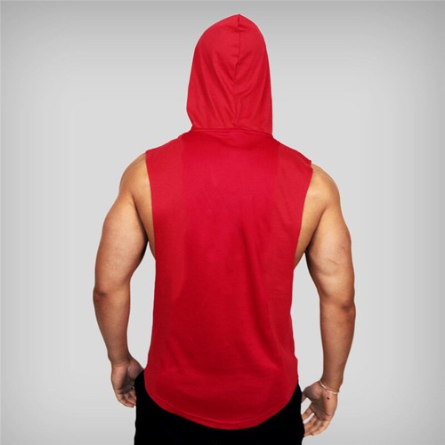 Men's Workout Hooded Tank Top Bodybuilding Muscle T-Shirt Sleeveless Gym Hoodies - Picture 2 of 24