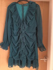 1 "BOOHOO" BNWOT GREEN DRESS WITH FRILLS & GATHERS - SIZE 20- MORE LIKE 16 -NEW