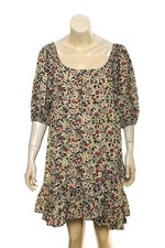 Doen Mini Dress S 6 Women Casual Floral Printed Short Puff Sleeve Boho NEW 40521