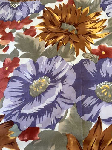 Vintage Oscar de la Renta Silk Scarf | Floral Bold Purple Orange - Picture 5 of 8