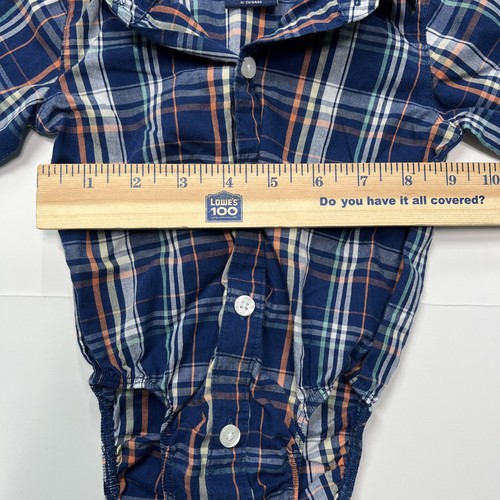 Izod Infant 6-9 Months Boys Plaid Shirt Button Up Snap Bottom One Piece Bodysuit - Picture 4 of 5