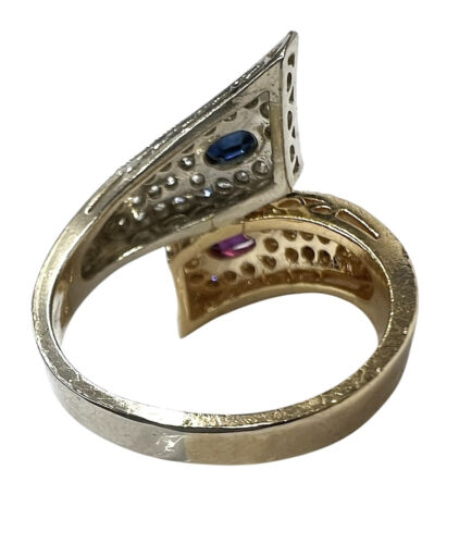 Wonderfuly Unique White/Yellow Gold 14kt Diamond Cluster Ring .92ct - Picture 3 of 3