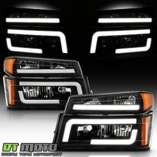 2004-2012 Chevy Colorado Canyon Black Led Tube Headlights Headlamps Leftright