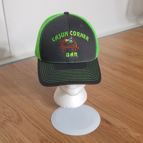 Cajun Corner Bar Pool Table Balls Snapback Cap Hat Gray Neon Green Richardson - Picture 10 of 19