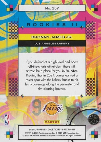 2024-25 Panini Court Kings - Rookies II Bronny James #157 (RC) - LA Lakers - Picture 2 of 3