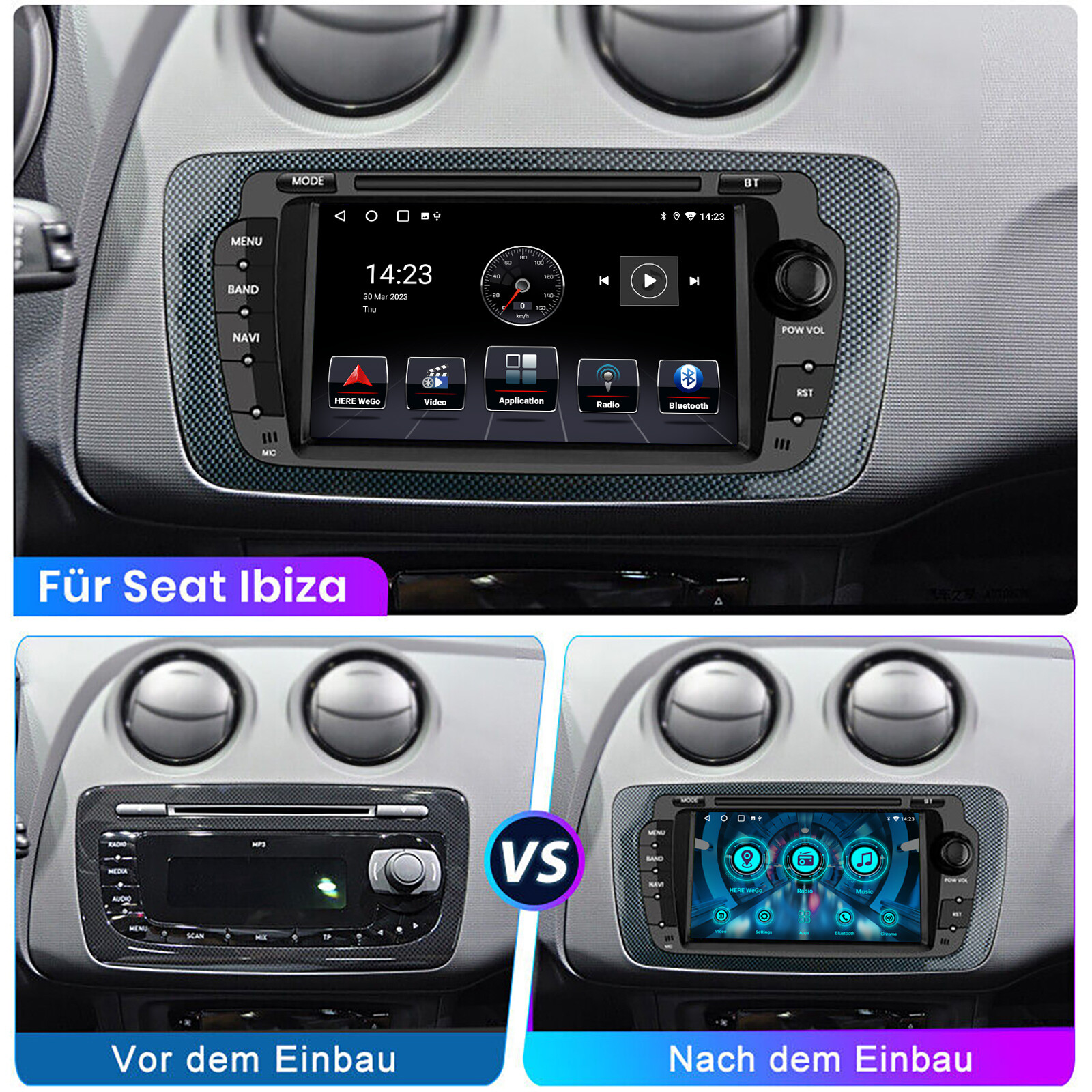 Radio samochodowe 2 + 32G Android 13 Carplay GPS RDS do Seat Ibiza MK 4 IV 6J 2009-2013 - Zdjęcie 4 z 13