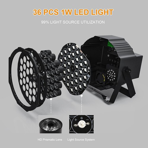 4Pack 36 LED RGB Stage Lighting PAR Light DMX Beam Party DJ Disco Ball Lights US - Picture 16 of 34
