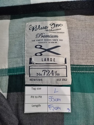 Mens Blue Inc Size L Large Green Mix Long Sleeve Smart Casual Work Shirt - Picture 5 of 6