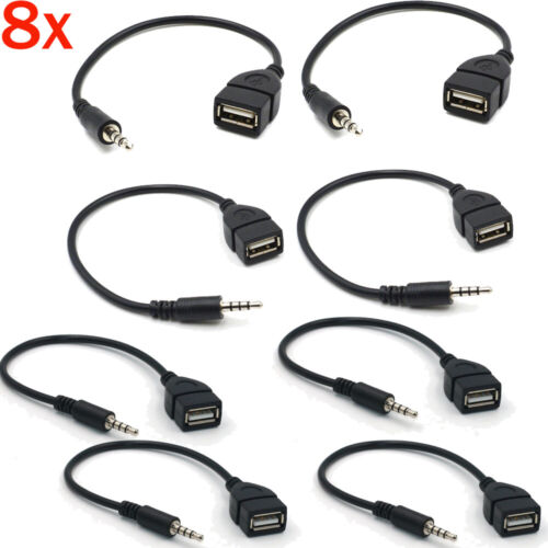 3.5mm Male Audio AUX Jack to USB 2.0 Type A Female OTG Converter Adapter 8pcs - Picture 3 of 14