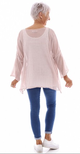 KIT & KABOODAL MADE IN ITALY *GRAYS* FINE KNIT JUMPER TOP KHAKI One Size NEW - Picture 7 of 7