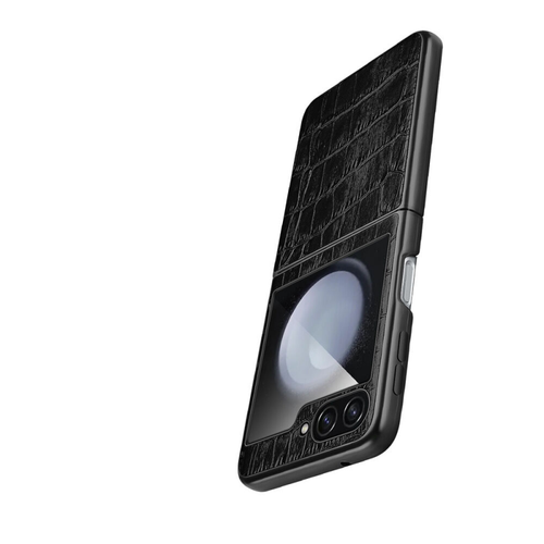 For Samsung Galaxy Z Flip5 Flip4 Flip3 Luxury Slim crocodile print Leather Case - Imagen 6 de 9