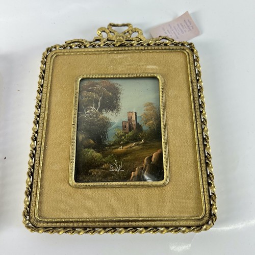 Peinture ancienne huile sur couivre en miniature tableaux vintage nœud bronze - Picture 3 of 15