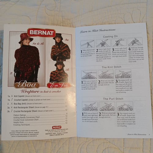 Bernat Boa Wraps / Ponchos Pattern Book Knitting & Crochet Instructions 2005 Vtg - Picture 11 of 24