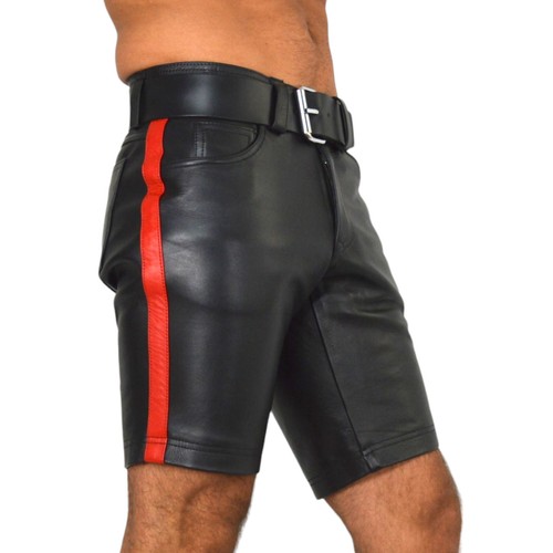 awanstar 5 pockets Leder Shorts Jeansshorts mit streife Sommer jeans lederhose - Picture 6 of 22