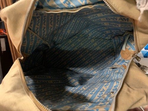 Pan Am Duffel Bag Tan Small Carry Canvas Tote - 第 4/5 張圖片