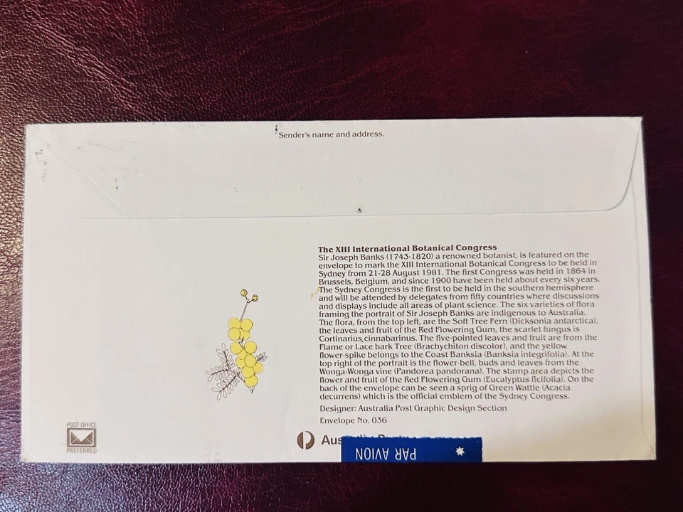 AUSTRALIA 1981 FDC XIII INTERNATIONAL BOTANICAL CONGRESS COVER ROSEBUD POSTMARK - Image 2 of 2