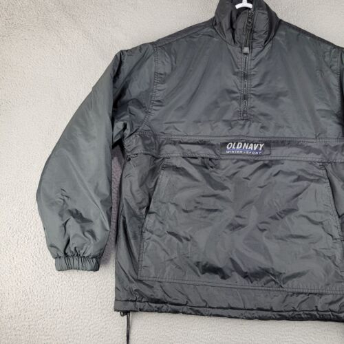 Giacca vintage vecchia marina uomo media nera pullover foderata tasca canguro Y2k - Foto 3 di 12