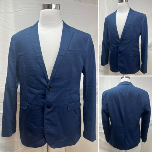 Men's EXPRESS Photographer Fitted Navy Blue Cotton Blend 44R Blazer Jacket Coat - Picture 5 of 5
