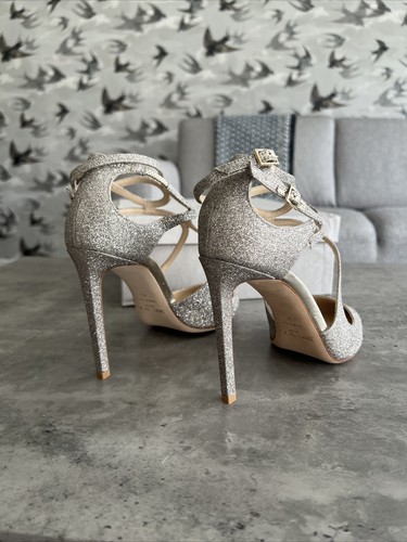 Jimmy Choo Lancer 100 Platinum ice UK7 EU40 New Slingback Strappy Mule DEFECT - Picture 13 of 22