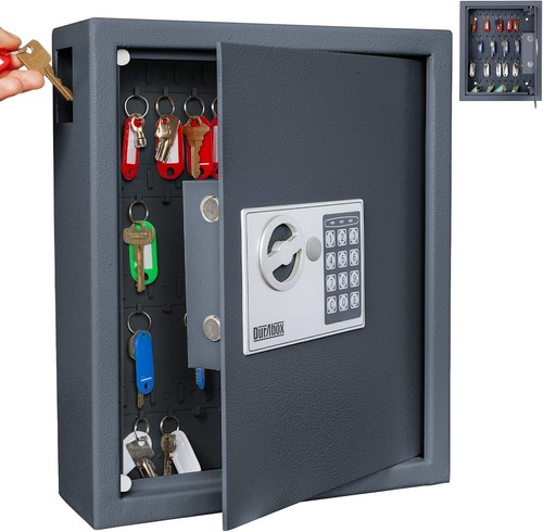 Durable Wall-Mount Key Lock Box - 40 Key Hooks with Digital Lock & Return Slot - Picture 3 of 9