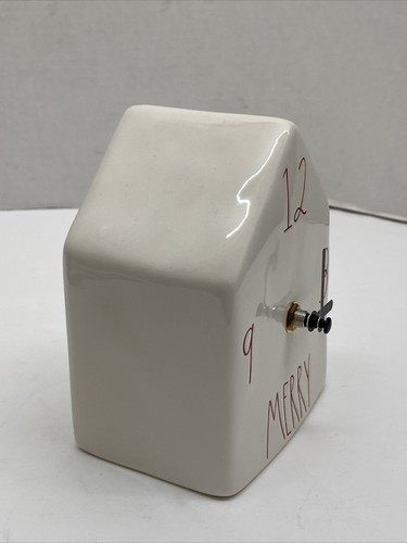 Rae Dunn Pottery Ceramic Christmas White MERRY House Clock Glossy NEW by Magenta - Picture 3 of 6