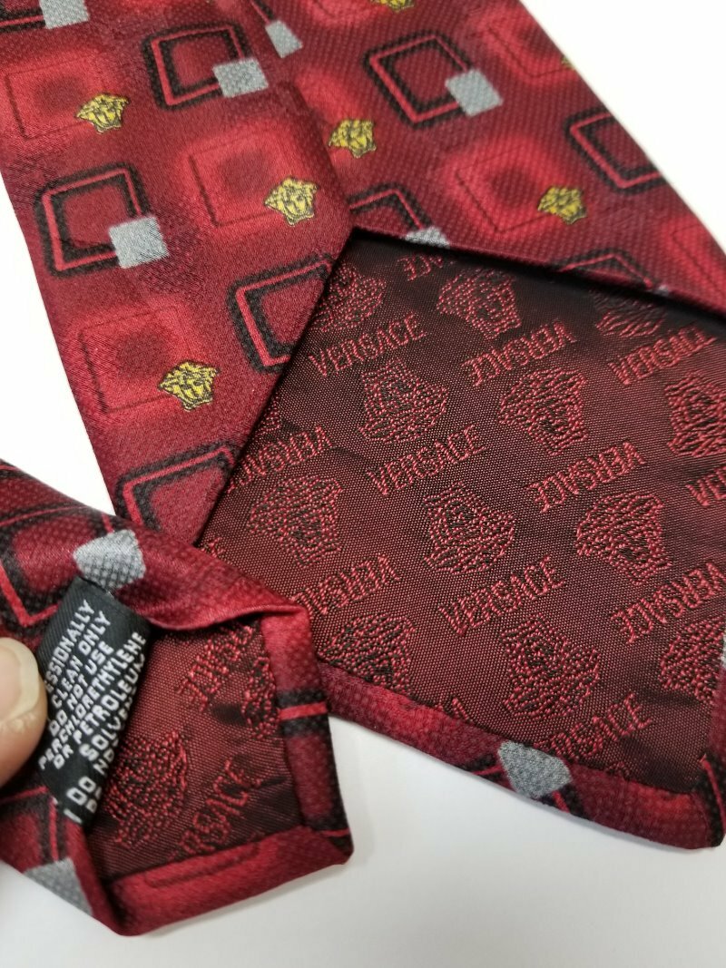 Gianni Versace Necktie Men’s Red Silk Squares Med… - image 7