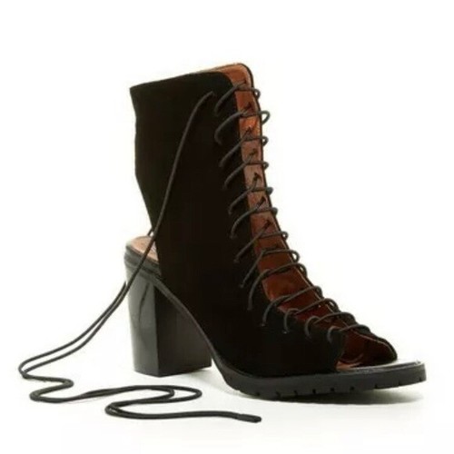 JEFFREY CAMPBELL wedges LACE UP BLACK SUEDE 6 wome