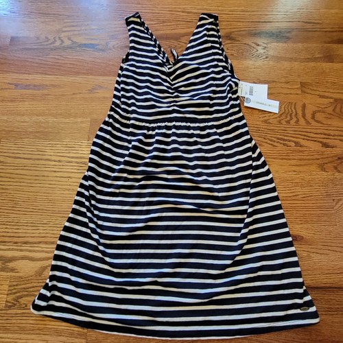 O’Neill Girls Larissa Cutout Tank Dress Size Large Black/White Striped NWT