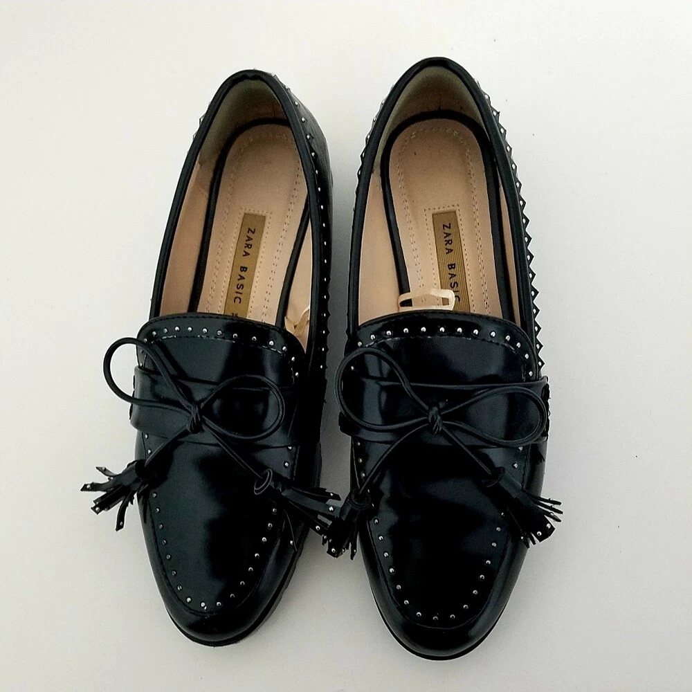 pistol jeg er enig Jeg bærer tøj Zara Collection Embellished Loafers with tassels size 6 in Black | eBay