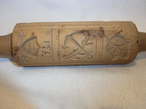 Rolling Pin SPRINGERLE COOKIE MOLD Antique German #QA - Picture 2 of 8