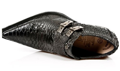 Newrock 7934-S2 Herren geprägt Python schwarz Lederschuhe Schnalle Stahlabsatz Stiefel - Bild 8 von 8