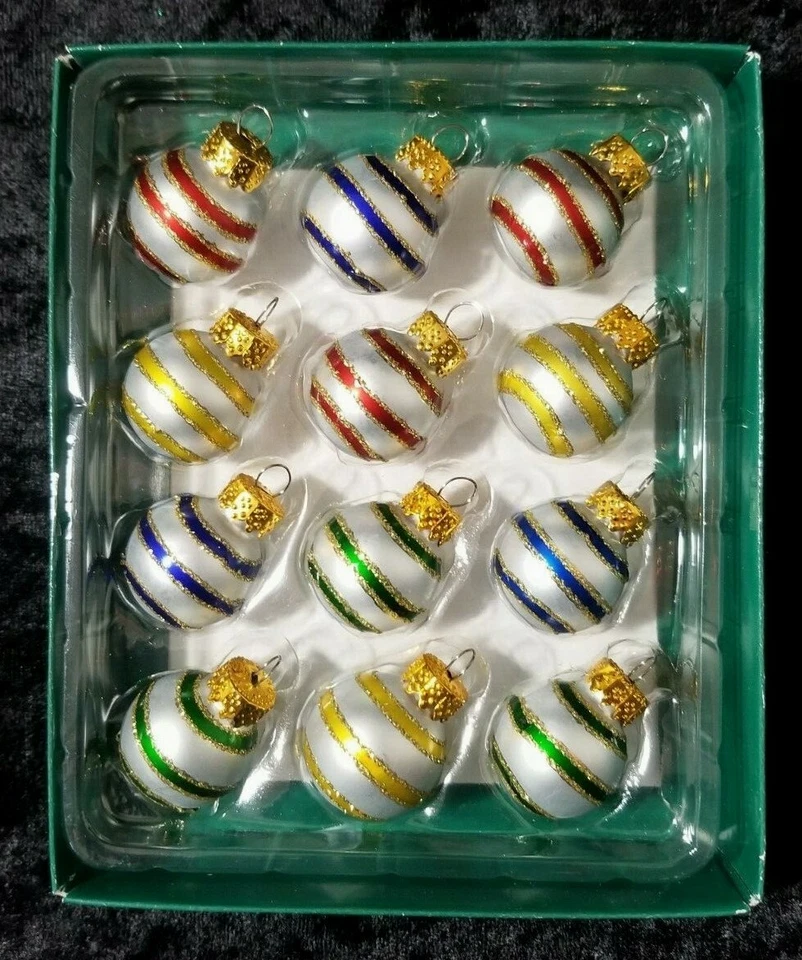  Mini adornos de vidrio Rd 25 mm con nieve, rayas o diseños de remolino dorado/12 piezas caja Foto 3 de 4