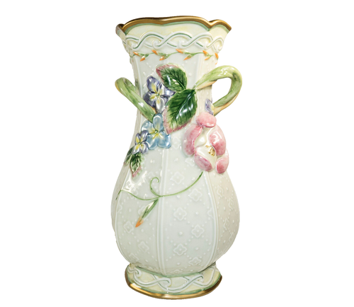 Vintage Fitz and Floyd Garten Rhapsodie Vase Medium 10" 3D Blumen rosa - Bild 2 von 11