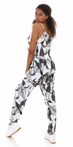 Damen Overall Onesie lang Jumpsuit Träger verstellbar Blumen Einfarbig Sommer - Bild 64 von 102