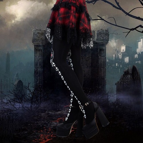 Women s Halloween Skull Print Pantyhose Patterned Pantyhose Tights Stockings - Picture 6 of 9
