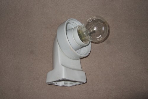sehr alte Glaskolben-Lampe, Hof/Stall-Lampe, Keramikfuß, wie Neu! - Bild 5 von 6