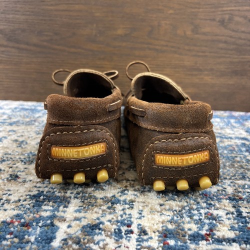 Vtg Minnetonka Driving Moccasin Brown Suede Leather Mens Sz 9 USA Made NOS - Picture 8 of 18