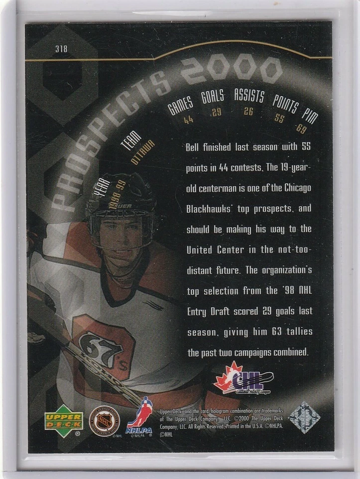 Mark Bell 1999-00 Upper Deck Gold Reserve 0368/2500 - Image 2 of 2