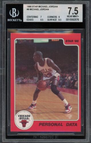 1986 Star Michael Jordan Basketball #9 Personal Data BVG 7.5 - Picture 1 of 2