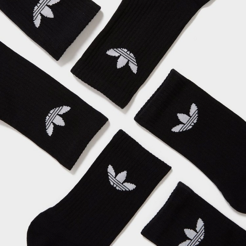 6 X PAIR PACK ADIDAS TREFOIL CUSHION CREW BLACK SOCKS BRAND NEW WITH TAGS - Picture 4 of 4