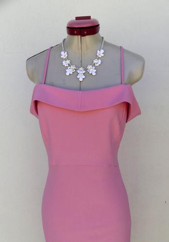 RIVER ISLAND Baby Pink Pencil DRESS Size UK 14 Aus 16 Cocktail Party Wedding