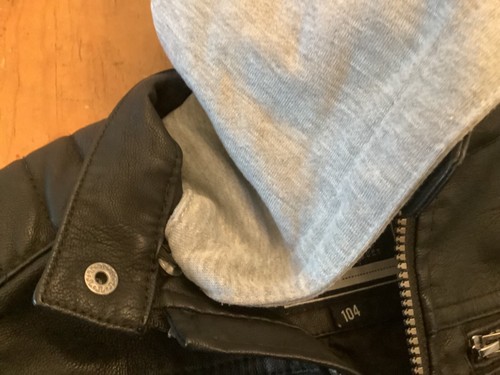 State Wide Lederjacke 104 Jungen Leder Kaputze Schwarz - Bild 4 von 6