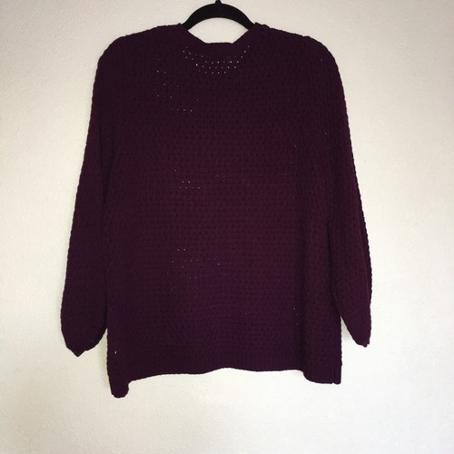 14th union Open Knit Sweater Large Petite Purple Long Sleeve Crew Neck NWT - Picture 5 of 7