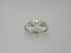 And Pearl Right Hand Ring Ladies Estate White Gold Diamond