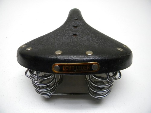 Vintage Echt Leder Black Leather Saddle NOS (257) - Picture 4 of 8