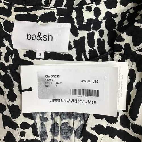 ba&sh Womens Black & White Oia Printed V-Neck Balloon Sleeve Mini Dress Medium - Picture 5 of 7