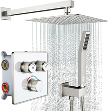 100℉ Thermostatic Shower System,10" Luxury Rainfall Shower Head and High-Pressur