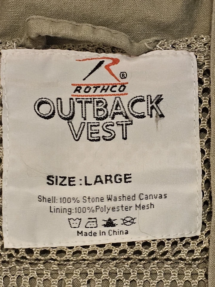 Fishing Vest Men's Large Canvas Rothco Outback Outdoor Hunting Utility Khaki - Image 4 of 4