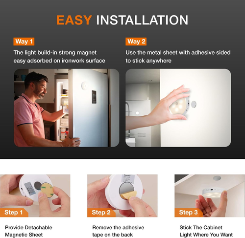 LED Closet Lights Wireless Motion Sensor Puck Light Rechargeable - Picture 6 of 12